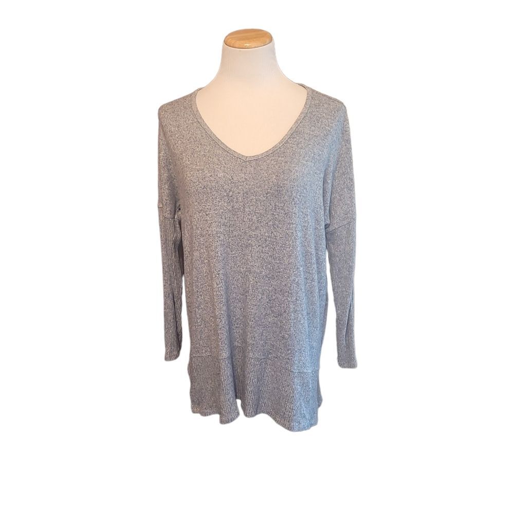 Anthropologies Cupio Slouchy Grey Long Sleeve Ribbed Sweater Women's Large